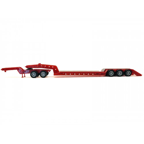 Heavy Equipment Lowboy Trailer with Jeep Red 1/87 (HO) Plastic Model by Promotex