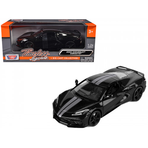 2020 Chevrolet Corvette C8 Stingray Black with Silver Stripes 