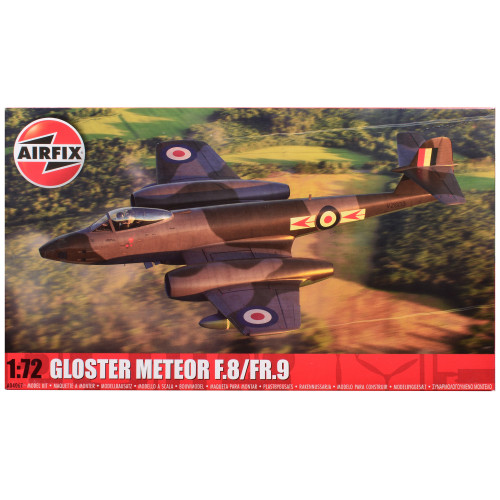 Level 2 Model Kit Gloster Meteor F.8/FR.9 Fighter Aircraft with 2 Scheme Options 1/72 Plastic Model Kit by Airfix