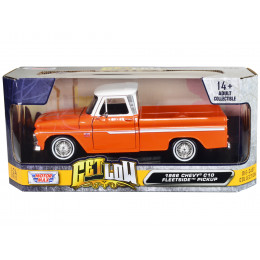 1966 Chevrolet C10 Fleetside Pickup Truck Lowrider Orange Metallic with White Top 