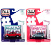 2018 Ford F-150 Pickup Truck Red and 1984 Dodge Caravan Minivan Blue Metallic
