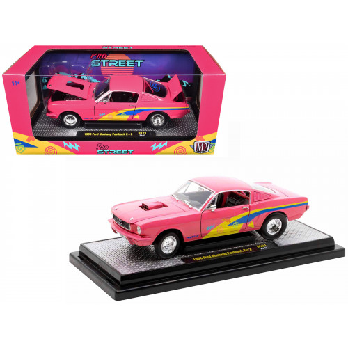 1966 Ford Mustang Fastback 2+2 Pink with Blue and Yellow Stripes 