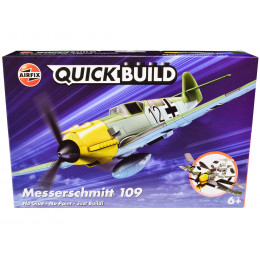 Skill 1 Model Kit Messerschmitt BF109 Snap Together Painted Plastic Model Airplane Kit by Airfix Quickbuild