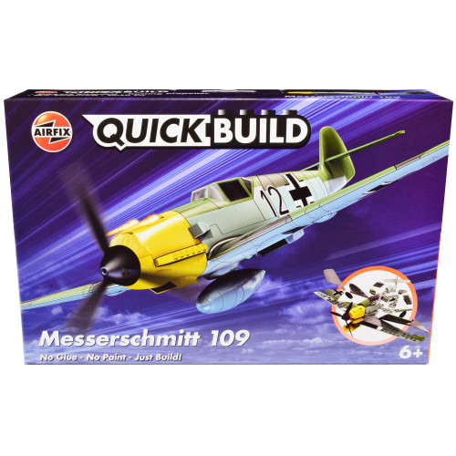 Skill 1 Model Kit Messerschmitt BF109 Snap Together Painted Plastic Model Airplane Kit by Airfix Quickbuild