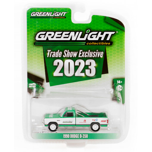 1990 Dodge D-350 Pickup Truck Green and White 