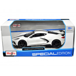 2020 Chevrolet Corvette Stingray Coupe White with Black Stripes 