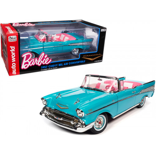 1957 Chevrolet Bel Air Convertible Aqua Blue with Pink Interior 