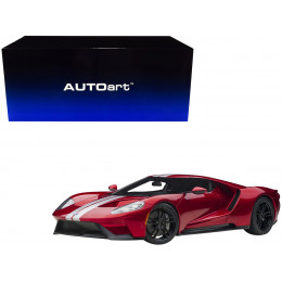 2017 Ford GT Liquid Red Metallic with Silver Stripes 1/12 Model Car by Autoart