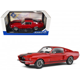 1967 Shelby GT500 Burgundy Red with Black Stripes 1/18 Diecast Model Car by Solido