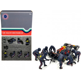 Formula One F1 Pit Crew 7 Figurine Set Team Blue Release II for 1/43 Scale Models by American Diorama