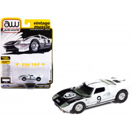 1964 Ford GT40 #9 White with Black Hood and Stripes 