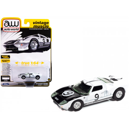 1964 Ford GT40 #9 White with Black Hood and Stripes 