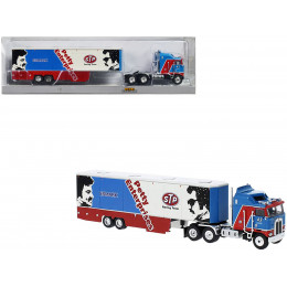 1980 Kenworth K-100 COE Aerodyne Transporter Blue and Red 