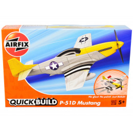 Skill 1 Model Kit P-51D- Mustang Snap Together Painted Plastic Model Airplane Kit by Airfix Quickbuild
