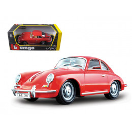 1961 Porsche 356 B Coupe Red 1/24 Diecast Model Car by Bburago