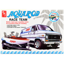 Skill 2 Model Kit Chevrolet Custom Van with Drag/Ski Boat and Trailer 