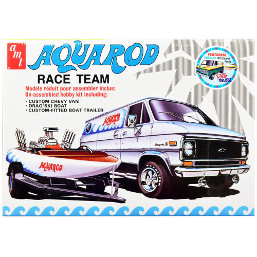 Skill 2 Model Kit Chevrolet Custom Van with Drag/Ski Boat and Trailer 