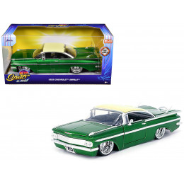 1959 Chevrolet Impala Lowrider Green Metallic with Cream Top and DUB Wire Wheels 