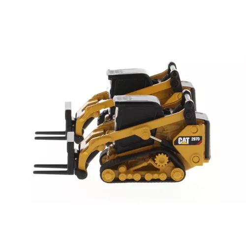 CAT Caterpillar 272D2 Skid Steer Loader Yellow and CAT Caterpillar 297D2 Compact Track Loader Yellow Set of 2 pieces 1/64 Diecast Models by Diecast Masters