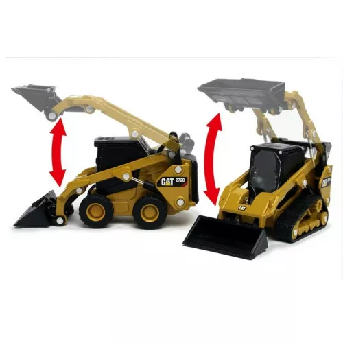 CAT Caterpillar 272D2 Skid Steer Loader Yellow and CAT Caterpillar 297D2 Compact Track Loader Yellow Set of 2 pieces 1/64 Diecast Models by Diecast Masters