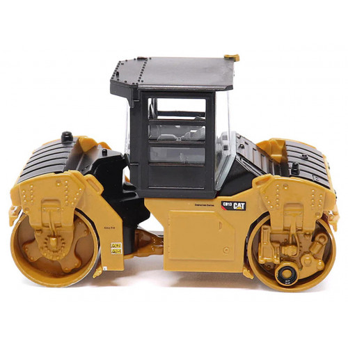CAT Caterpillar CB-13 Tandem Vibratory Roller with Cab Yellow and Black 1/64 Diecast Model by Diecast Masters