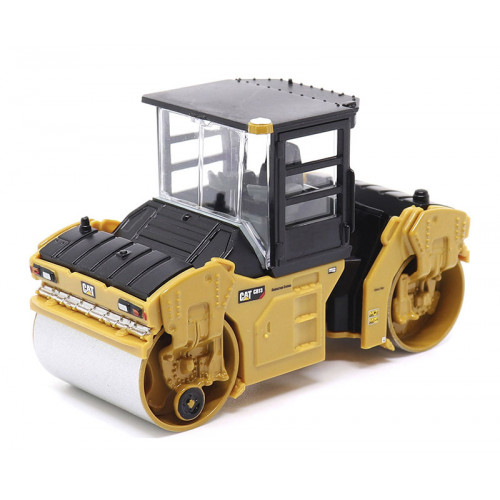 CAT Caterpillar CB-13 Tandem Vibratory Roller with Cab Yellow and Black 1/64 Diecast Model by Diecast Masters