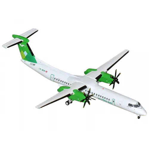 Bombardier Q400 Commercial Aircraft 'Wideroe' (LN-WDM) White with Green Tail 'Gemini 200' Series 1/200 Diecast Model Airplane by GeminiJets